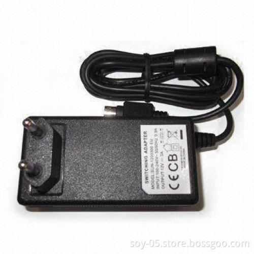 12V/3A 36W Wall Mount AC/DC Adapter with EU Plug, Available for LCD/LED TV, STB, Monitor, HDD